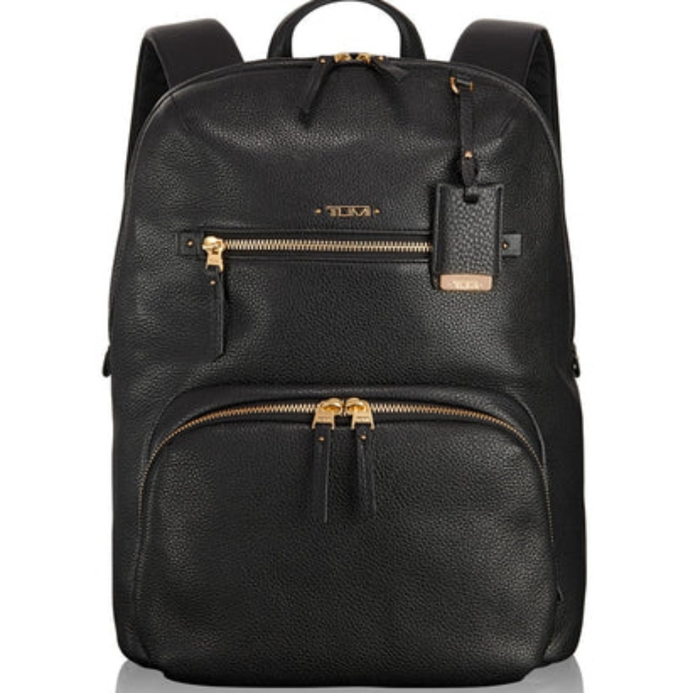 Tumi Voyageur Halle Black Leather Backpack - Picture 1 of 15